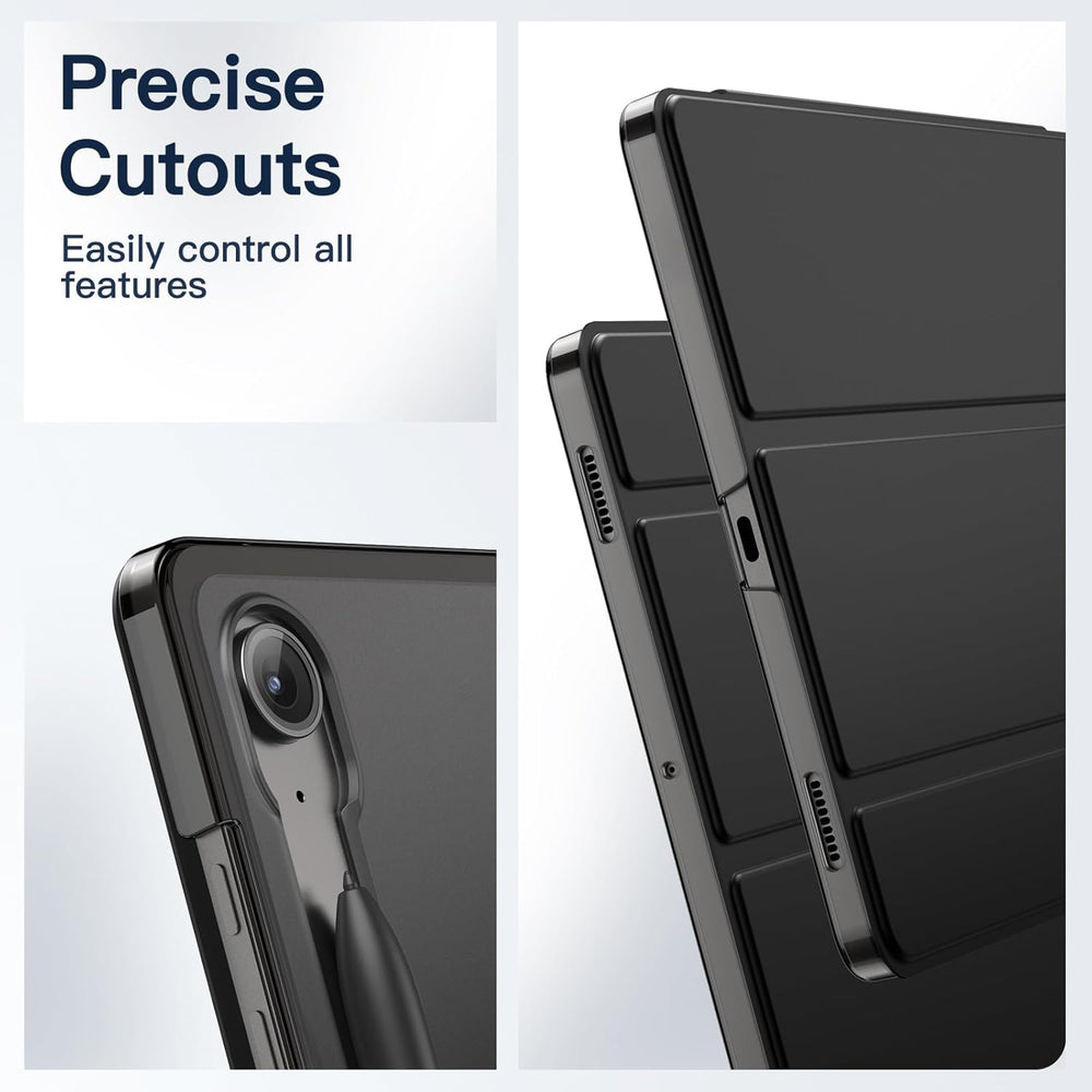 JETech Funda para Samsung Galaxy Tab S10 Lite / S10 FE / S9 FE 10.9 Pulgadas, Slim Translúcida Respaldo Trifold, Admite Carga de S Pen - Color negro