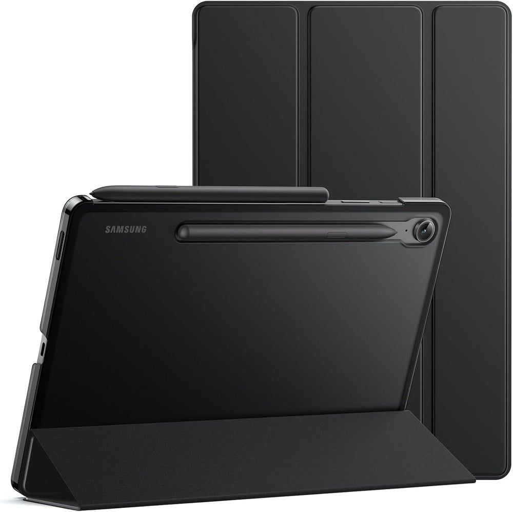 JETech Funda para Samsung Galaxy Tab S10 Lite / S10 FE / S9 FE 10.9 Pulgadas, Slim Translúcida Respaldo Trifold, Admite Carga de S Pen - Color negro