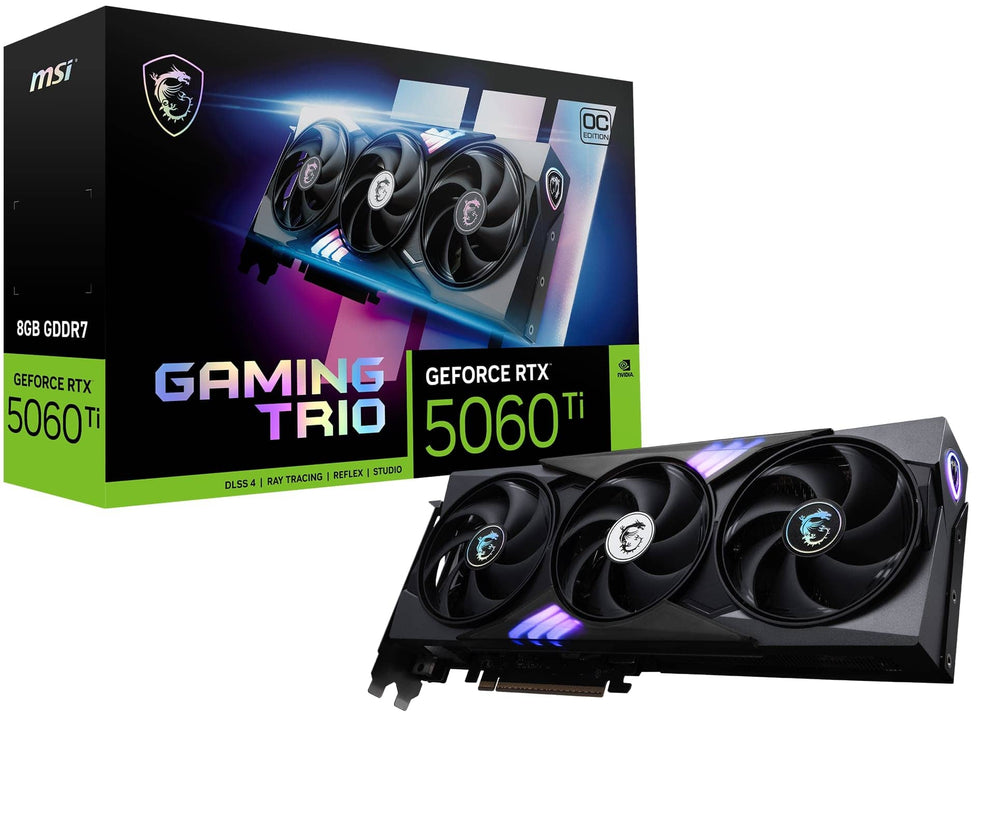 Tarjeta de Video MSI NVIDIA GeForce RTX 5060 Ti 8G GAMING TRIO OC 8GB GDDR7 - Negra