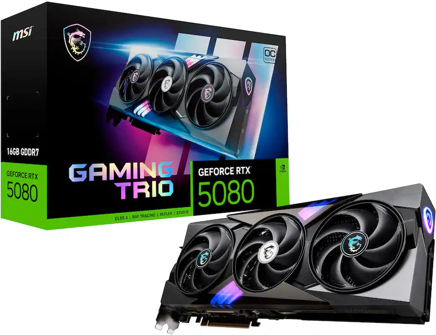 Tarjeta de Video MSI NVIDIA GeForce RTX 5080 16G GAMING TRIO OC 16GB GDDR7 PCI Express Gen 5 - Negra