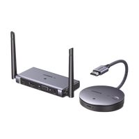 Transmisor y Receptor Inalámbrico HDMI | 50m | Salida HDMI y VGA (Simultanea) | Audio 3.5mm | Efecto 3D | Luz Indicadora LED | Clic and Go | Señal Estable | Amplia Compatibilidad | Conecta con un Clic.