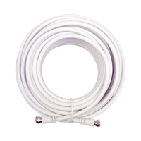 Jumper Coaxial con Cable Tipo RG-6 en Color Blanco de 6.09 Metros (20 Pies) de Longitud y Conectores F Macho en Ambos Extremos. 75 Ohm de Impedancia.