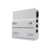 Fuente de Poder / 1 Salida 11-15 Vcc /  5 A / Temporizador Integrado / Con Capacidad de Batería de Respaldo / Requiere Batería / Aplicaciones en sistemas de control de Acceso