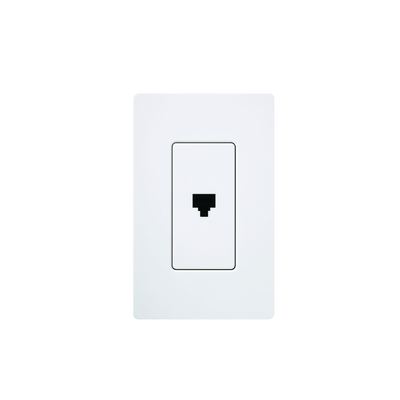 Jack telefónico de pared RJ11 de 6 conductores, diseño a ras de pared, color blanco, para placas Lutron Claro y Satin Colors (placa se vende por separado)