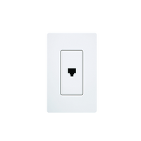 Jack telefónico de pared RJ11 de 6 conductores, diseño a ras de pared, color blanco, para placas Lutron Claro y Satin Colors (placa se vende por separado)
