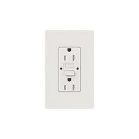 Tomacorriente dúplex GFCI autocomprobable de 15 A y 125 V, resistente a manipulaciones, con indicadores LED de estado y cara estilo decorador, color blanco
