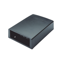 Caja de Montaje en Superficie, con Accesorio para Resguardo de Fibra Óptica, para 12 Módulos Mini-Com, Color Negro