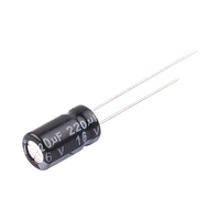 Capacitor Electrolítico en Aluminio, Radial de 220 µFd, 16 Vcc, 105 °C, 6.3 x 11 mm.
