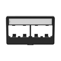Placa de Mobiliario Modular Estándar, Salidas Para 4 Puertos Mini-Com, Con Espacio Para Etiquetas, Color Negro