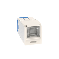 Conector Jack RJ45 Estilo TG con Ventana, Mini-Com, Categoría 6A, de 8 Posiciones y 8 Cables, Color Blanco