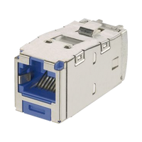 Conector Jack RJ45 Blindado, Llaveado Azul, Estilo TG, Mini-Com, Categoría 6A, de 8 Posiciones y 8 Cables, Color Azul