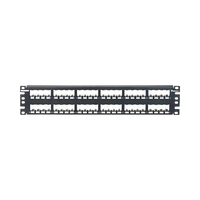 Panel de Parcheo Modular Mini-Com (Sin Conectores), Plano, Totalmente Blindado, de 48 Puertos, 2UR
