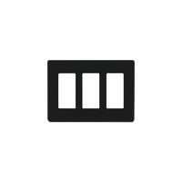 Placa de pared Claro de 3 espacios sin tornillos visibles, acabado negro brillante, para atenuadores, apagadores y controles Pico de Lutron