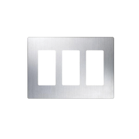 Placa de pared Claro de 3 espacios sin tornillos visibles, acabado en acero inoxidable, para atenuadores y controles Lutron Maestro, Diva, Skylark y control Pico