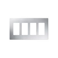 Placa de pared Claro de 4 espacios, acabado acero inoxidable, sin tornillos ni herrajes visibles, para atenuadores y dispositivos Lutron estilo Designer