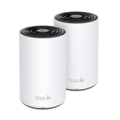 Kit 2 Routers Inalámbricos MESH Interior para Hogar / Doble Banda Wi-Fi 6E AX5400 Mbps / 3 Puerto Gigabit WAN/LAN / 4 Antenas Internas / Administración Mediante la App Deco (iOS, Android) / Protección HomeShield