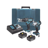 Kit de Rotomartillo Atornillador DHP482 + Atornillador de Impacto DTW301, incluye 2 Baterías BL1850B, 1 Cargador DC18SD y Maletín Plastico