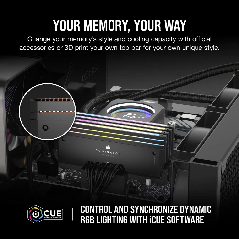 Memoria DIMM DDR5 Corsair (CMP64GX5M2B6000C30) Dominator Titanium 64GB (2x32GB) 6000MHz CL30 Negro