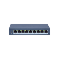 Switch Administrable PoE+ / 8 puertos 100 Mbps PoE+ / 1 puerto 1000 Mbps de Uplink / PoE hasta 300 Metros / Conexión Remota desde Hik-ParnerPro / 110 W