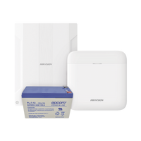 (AXPRO) KIT  de alarma AX PRO conversión de zonas cableadas a inalámbricas / Incluye: 1 Hub con Batería de respaldo/ 1 Expansor de 16 zonas cableadas / 1 Batería de respaldo 12Vcc a 7 Amp/ Compatible con Hik-Connect P2P