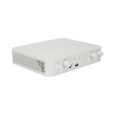Amplificador | Bluetooth | 2 Canales con Control de volumen Independiente | 30 W por Canal | Salida 4-8 ohms x 2 | 100V COM x 2 | Una Zona | Música Ambiental