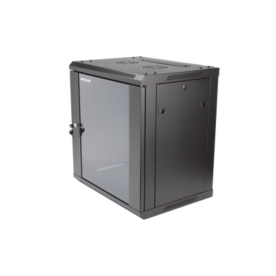 Gabinete para Montaje en Pared - Piso / Puerta de Cristal Templado / Cuerpo Fijo / 12 Unidades de Rack / 19