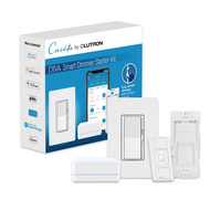 Kit de inicio Caseta Wireless con hub, atenuador de pared Diva de 150 W LED o 600 W incandescente sin neutro, control Pico, tapa y adaptador de pared, compatible con Apple HomeKit