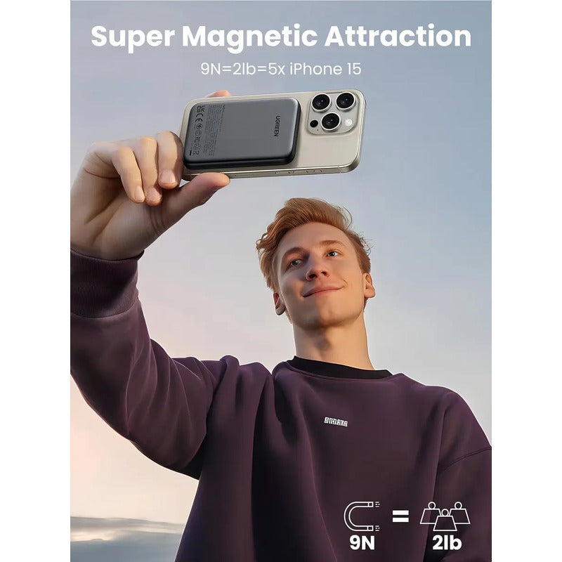 Powerbank Para iPhone Magsafe 5k Mah Carga Rápida 15w Ugreen Negro