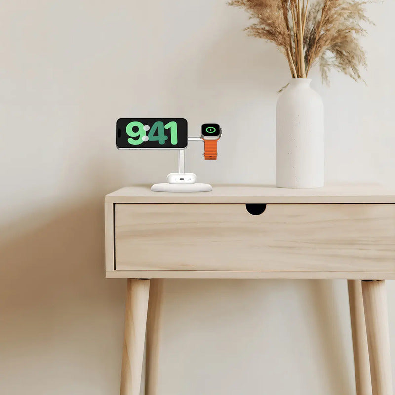 Estación De Carga Inalámbrica 3 En 1 Belkin Qi2 De 15w Para iPhone Y Apple Watch, Blanco