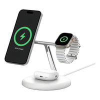 Estación De Carga Inalámbrica 3 En 1 Belkin Qi2 De 15w Para iPhone Y Apple Watch, Blanco