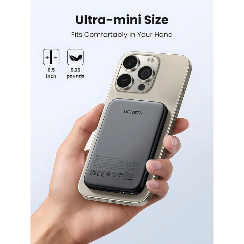 Powerbank Para iPhone Magsafe 5k Mah Carga Rápida 15w Ugreen Negro
