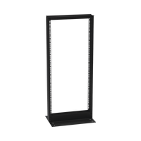 Rack de 2 Postes (Doble Perforación), Estándar 19", 24 Unidades, Fabricado en Acero, Base "L" para Anclar a Piso.