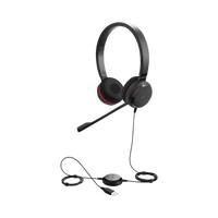 Jabra Evolve 30 Duo con conexión USB / 3.5mm, micrófono con cancelación de ruido y controlador en el cable con botones e indicadores LED (5399-829-309)