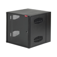 Gabinete AccessPlus de 12 UR Montaje en Pared de 19in, Rieles Numerados y Roscados #10-32, Puerta con Ventana de Seguridad, 600 mm de Ancho, 637 mm de Profundidad, Color Negro