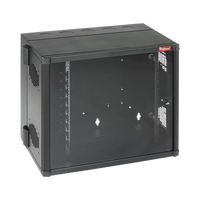 Gabinete AccessPlus de 12 UR Montaje en Pared de 19in, Rieles Numerados y Roscados #10-32, Puerta con Ventana de Seguridad, 700 mm de Ancho, 637 mm de Profundidad, Color Negro