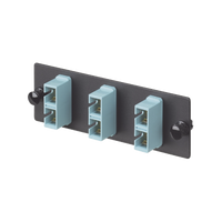 Placa Acopladora de Fibra Optica FAP, Con 3 Conectores SC Duplex (6 Fibras), Para Fibra Multimodo OM3/OM4, Color Aqua