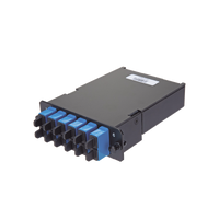 Placa Acopladora de Fibra Óptica FAP, Con 12 Pigtails y 6 Conectores LC Duplex (12 Fibras), Para Fibra Monomodo OS1/OS2, Color Azul
