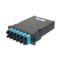 Placa Acopladora de Fibra Óptica FAP, Con 12 Pigtails y 6 Conectores SC Duplex (12 Fibras), Para Fibra Multimodo OM3/OM4, Color Aqua