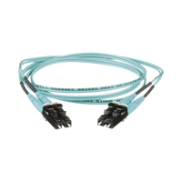 Jumper de Fibra Optica Multimodo 50/125 OM3, LC-LC Duplex, OFNR (Riser), Color Aqua, 1 Metro (3.28 Pies)