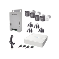Kit HiLook Audio Bidireccional TurboHD 1080p / DVR Metalico 4 Canales / 4 Cámaras Bala (Exterior) con Bocina y Micrófono Integrado / 1 Fuente de Poder / Accesorios