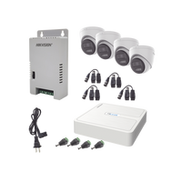 Kit HiLook Audio Bidireccional TurboHD 1080p / DVR 4 Canales / 4 Cámaras Eyeball (Exterior) con Bocina y Microfóno Integrado / 1 Fuente de Poder / Accesorios