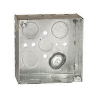 Caja Cuadrada Galvanizada  de 4 x 4" / Profundidad 2 1/8 / 11 Entradas de 3/4" y 1 de 1/2".