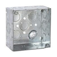 Caja Cuadrada Galvanizada  de 4" x 4", profundidad de 2 1/8". Cuenta con 10 KO de 1/2" y 6 TKO (1/2" - 3/4"))