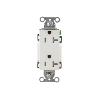 Contacto Duplex Decorador 20 A 125V /  Resistente a manipulaciones / 2 Polos 3 Hilos/ Nema 5-20 R / Color Blanco / Grado Industrial.