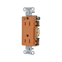 Contacto Dúplex Conexión a Tierra Aislada/ 15A 125V/ 2 polos 3 Hilos/ Nema 5-15R /Grado Comercial Decorativo/ Color Naranja.