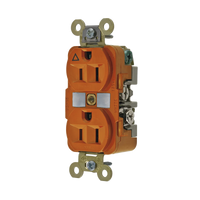 Contacto Dúplex Conexión a Tierra Aislada 15A 125V/ 2 Polos 3 Hilos/ Color Naranja/ Nema 5-15R/ Grado Industrial.