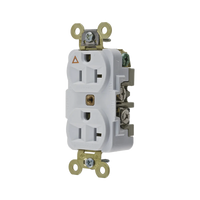 Contacto Dúplex Conexión a Tierra Aislada/ 20 A 125 V/ 2 polos 3 Hilos/ Color Blanco/ Nema 5- 20R/ Grado Industrial.