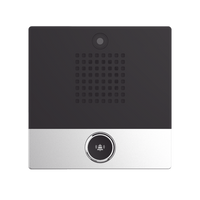 Mini video Intercomunicador para hotelería y hospitales, con diseño elegante, PoE, cámara 1Mpx, 1 botón, 1 relevador integrado de salida y entrada.