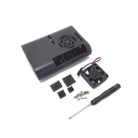 Kit Gabinete para Raspberry Pi 4 Model B / Plástico ABS / Color Negro / Ventilador / Disipadores / Incluye Desarmador