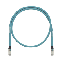 Patch Cord Cat6A de Grado Industrial 600V, Blindado SF/UTP, Calibre 26 AWG, Color Aqua, 60 cm (23.62 pulgadas).